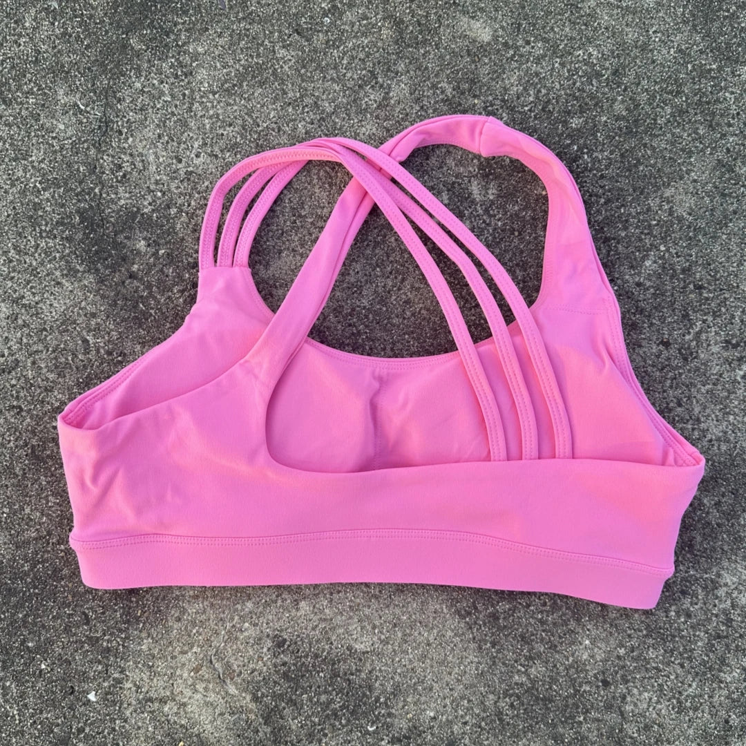 Women's Scoop Neck Multi Strap Cross Back Sports Bra