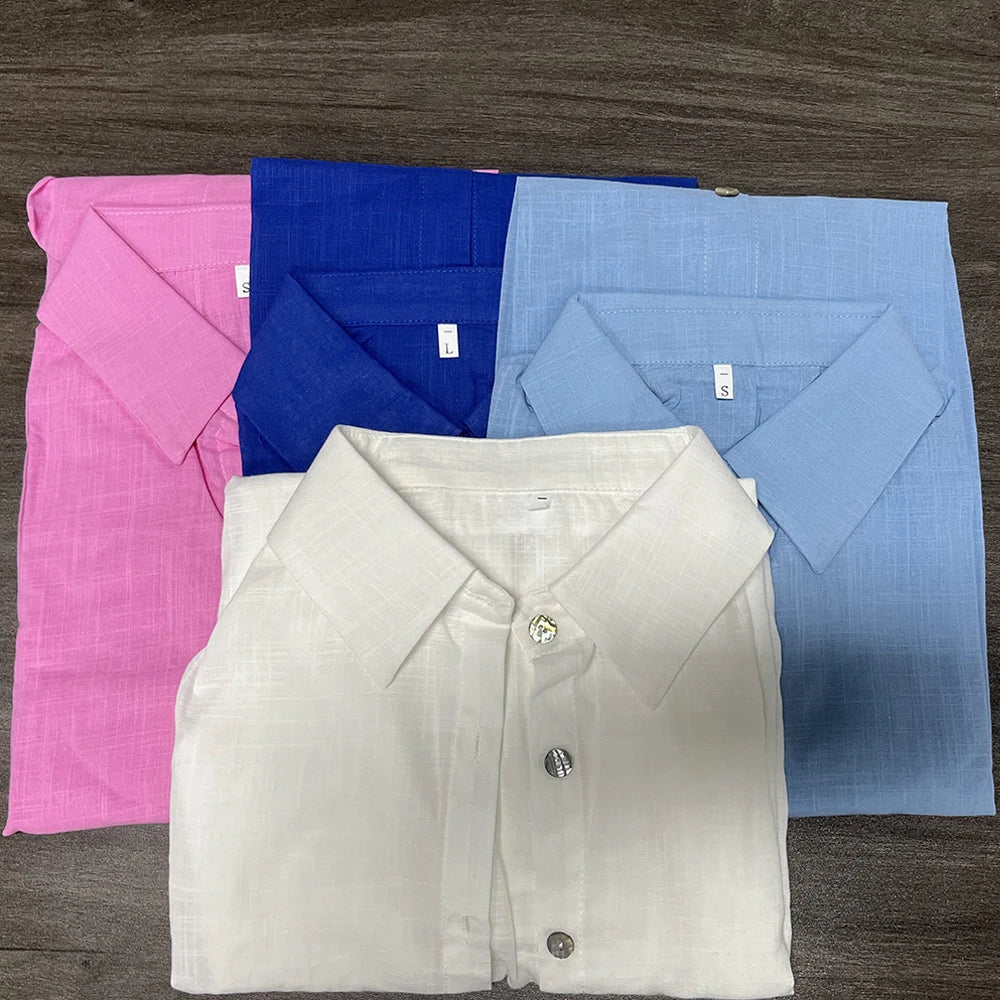 Women's Loose Collared Long Sleeve Button Front Shirt