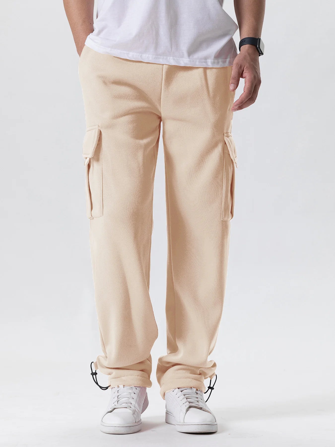 Men's Loose Straight-Leg Drawstring Cargo Pants