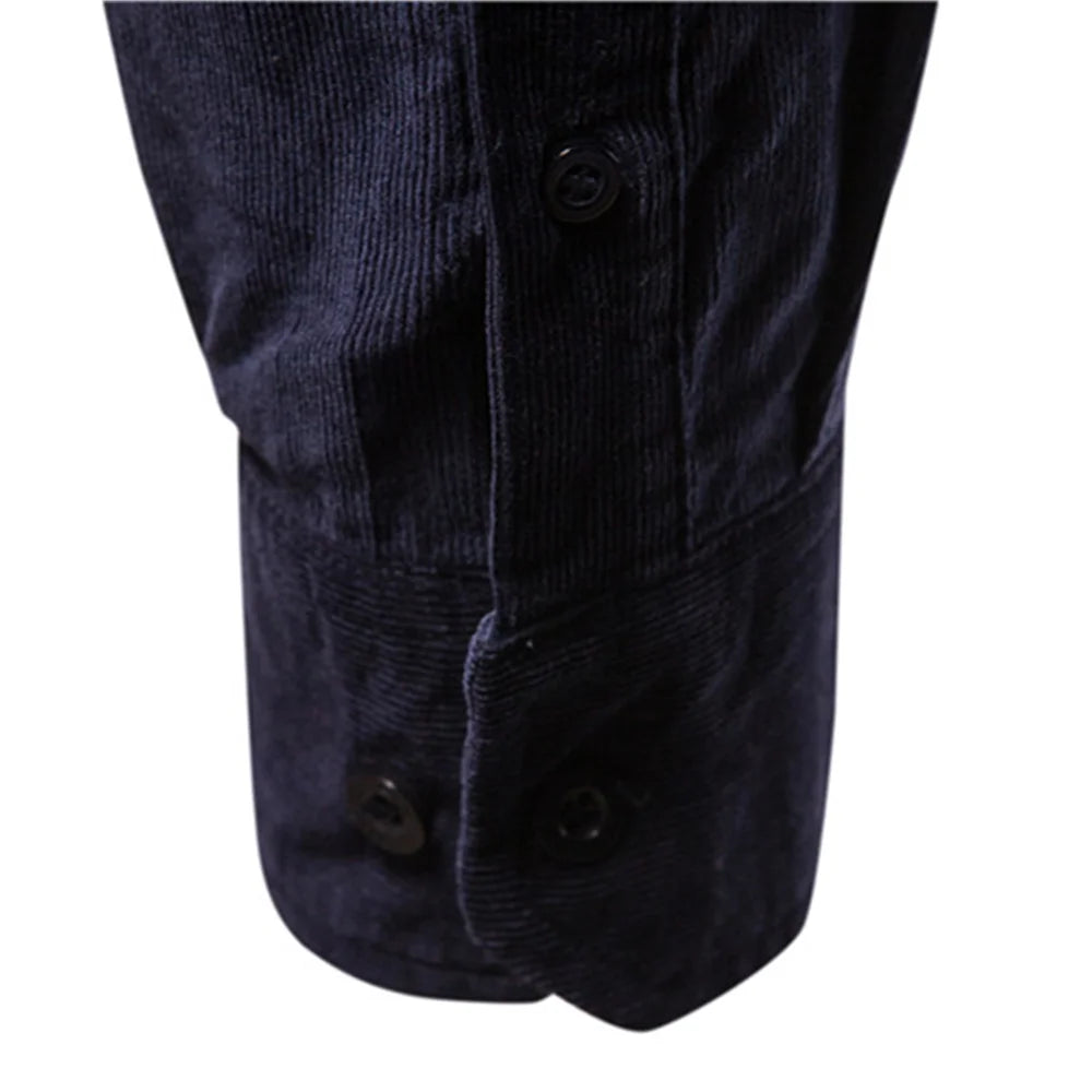 Men's Cotton Long-Sleeve Button-Front Shirt