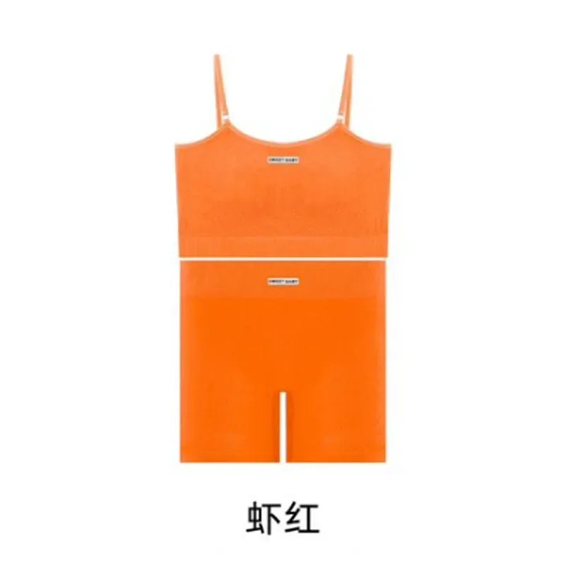 Women's Thin Strap Tank And Shorts Yoga Set