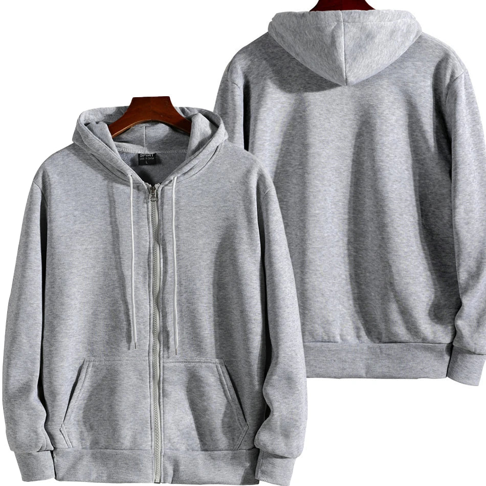 Solid Long-Sleeve Zip-Front Hoodie