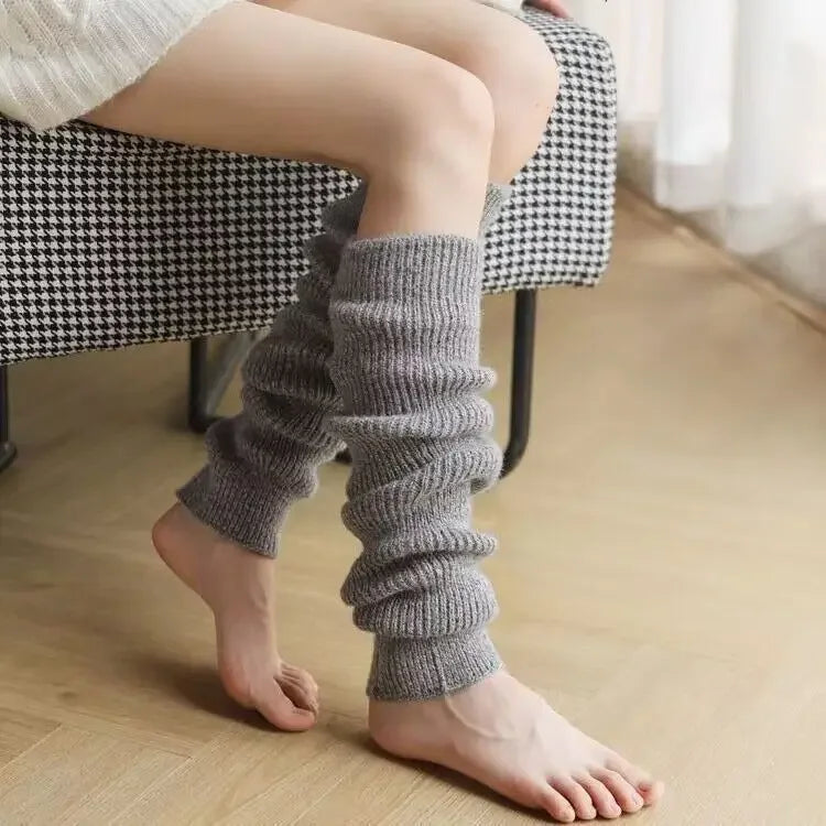Solid Knit Calf Leg Warmers with Slouchy Shape