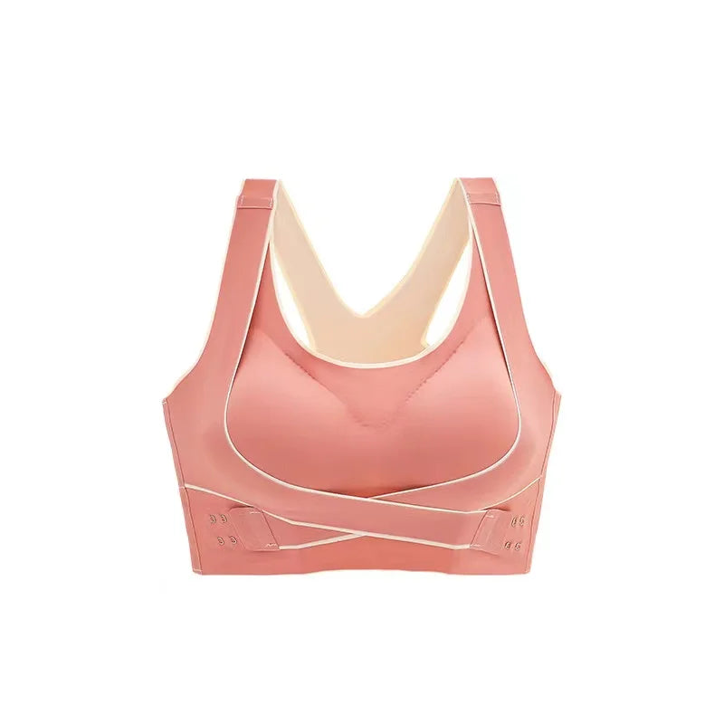 Women's Side Clasp Scoop Neck Cutout Back Sports Bra