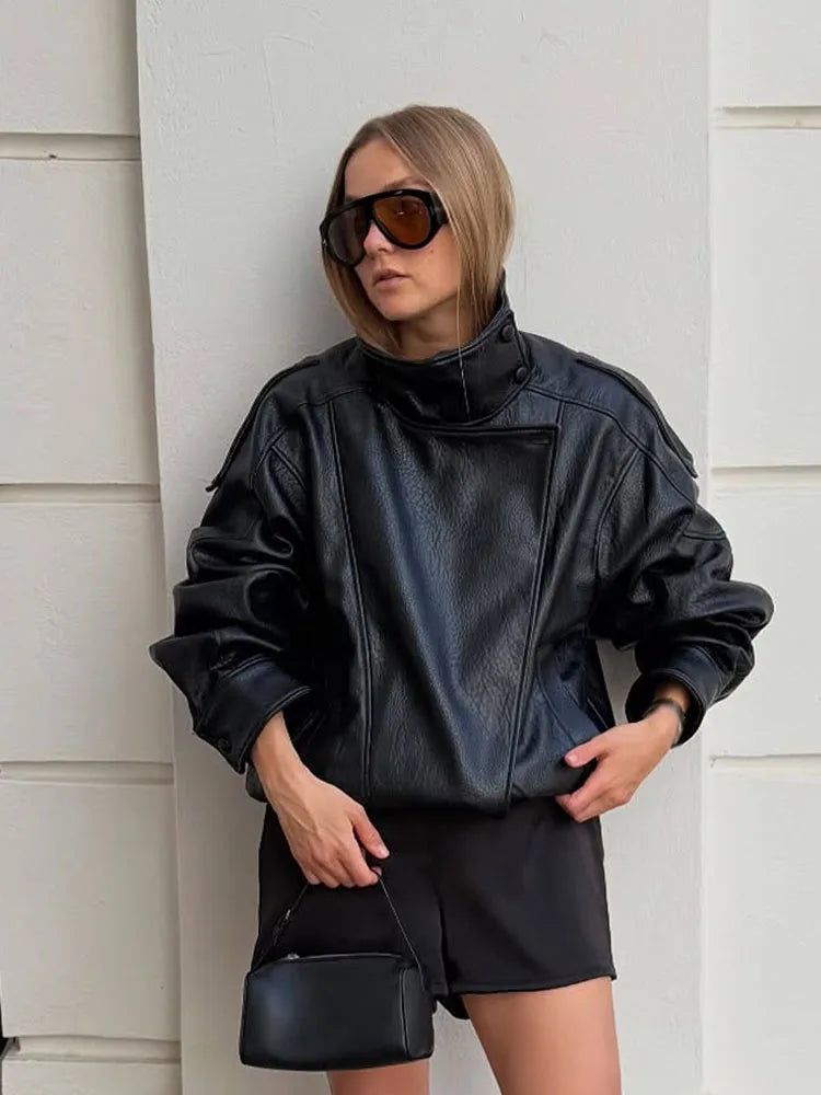 Women's Asymmetric High-Neck Zip-Front Jacket