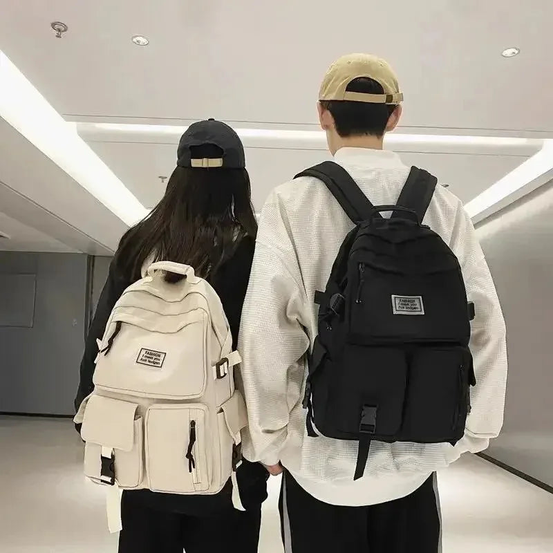 Casual Multi-Pocket Backpack with Buckle Detail for School and Commuting