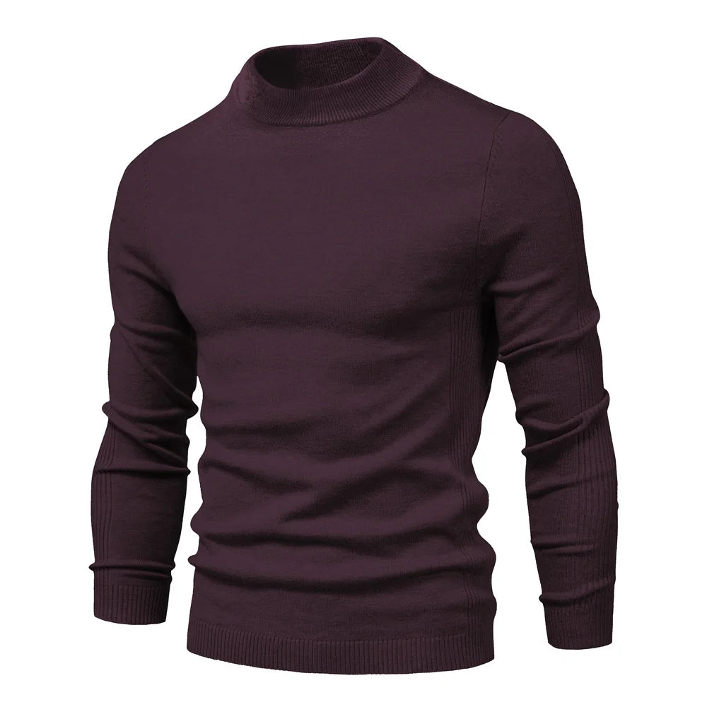 Men's Mock Neck Long Sleeve Knit Sweater