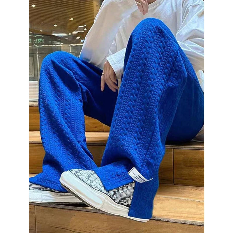 Full Length Open Knit Wide Leg Casual Streetwear Pants