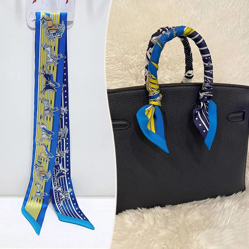 Printed Skinny Scarf for Neck and Bag Handle Styling