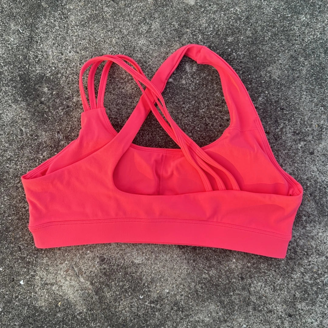 Women's Scoop Neck Multi Strap Cross Back Sports Bra