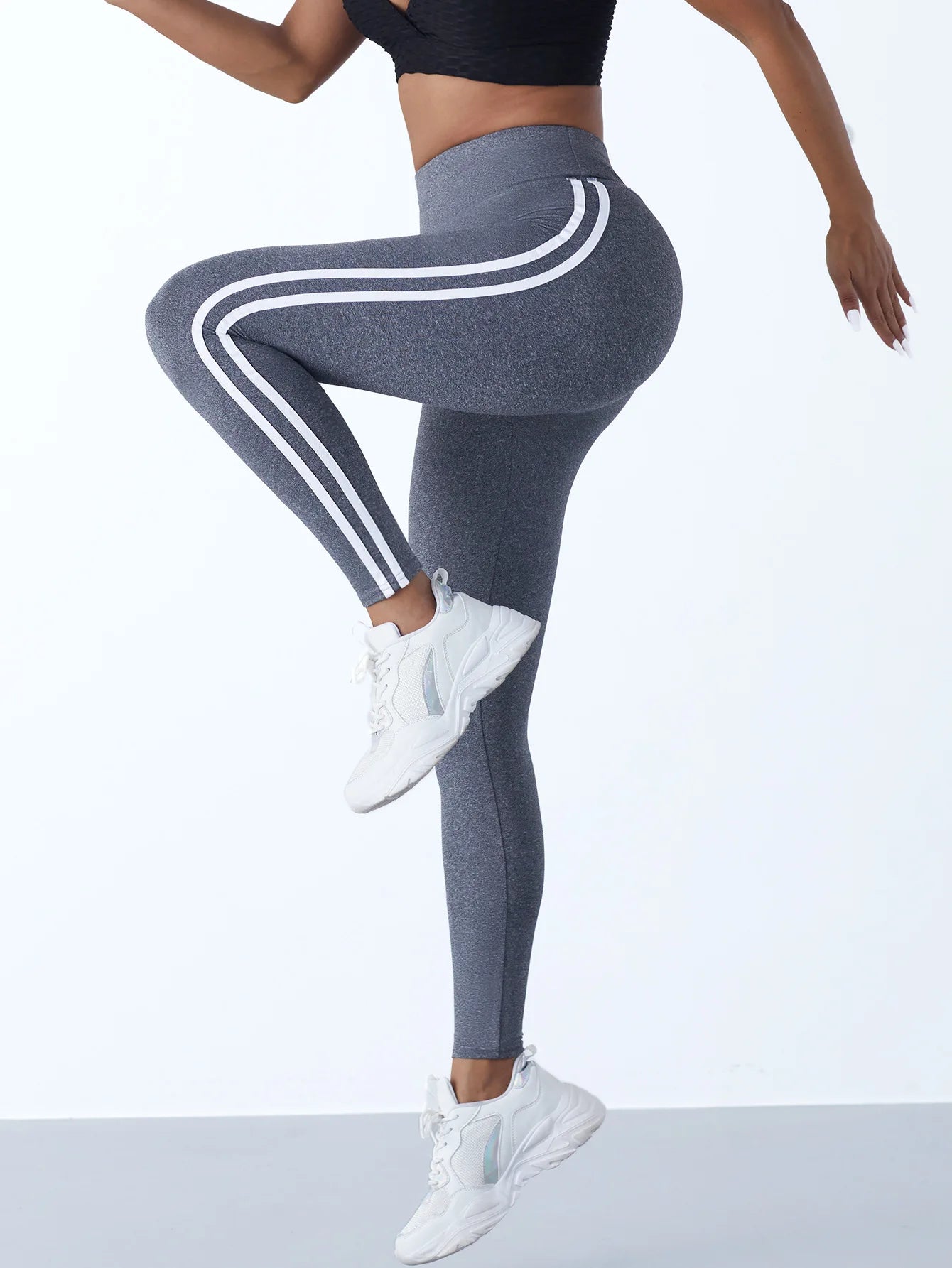 Women's Striped Full Length Leggings For Workout Outfits