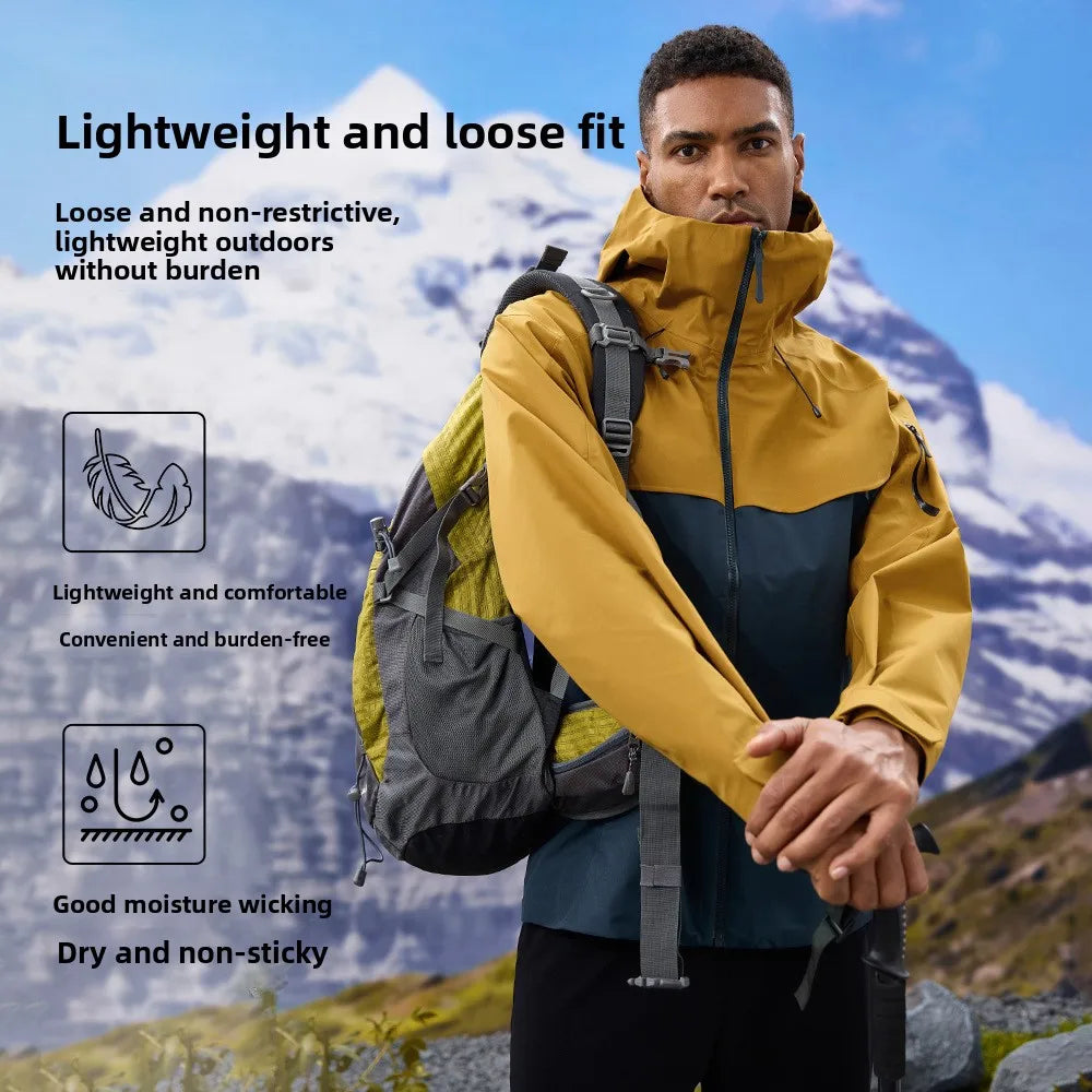 Color Block Hooded Full Zip Long Sleeve Outdoor Jacket