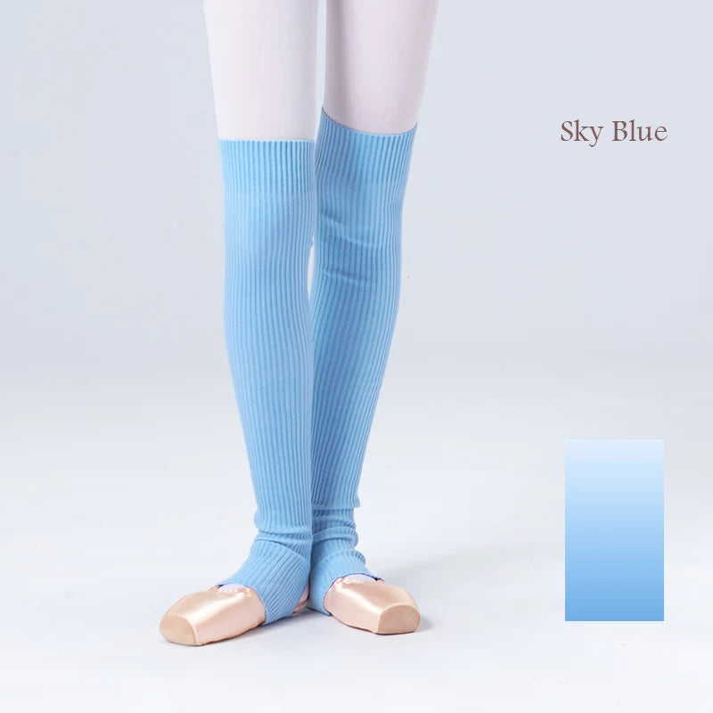 Long Ribbed Dance Leg Warmers with Stirrup Foot Openings