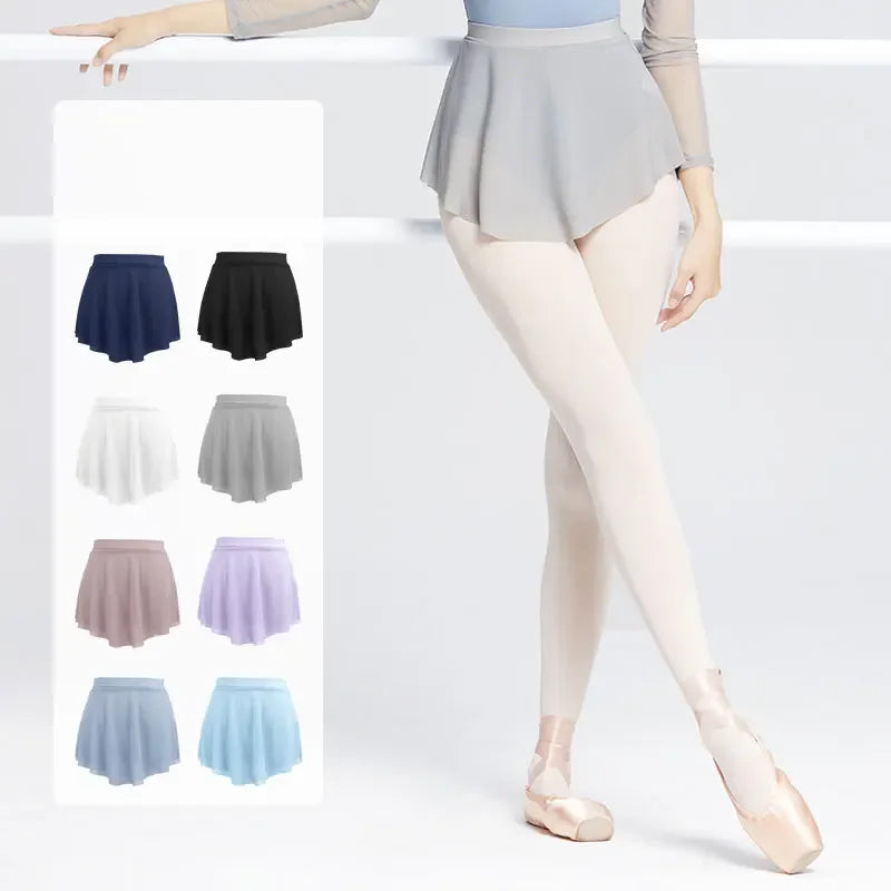 Women's Short Ballet Skirt with Side Split and Mesh Fabric Design