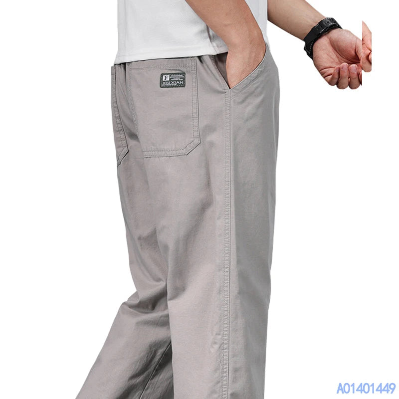 Men's Elastic Waist Loose Fit Casual Pants For Everyday Wear