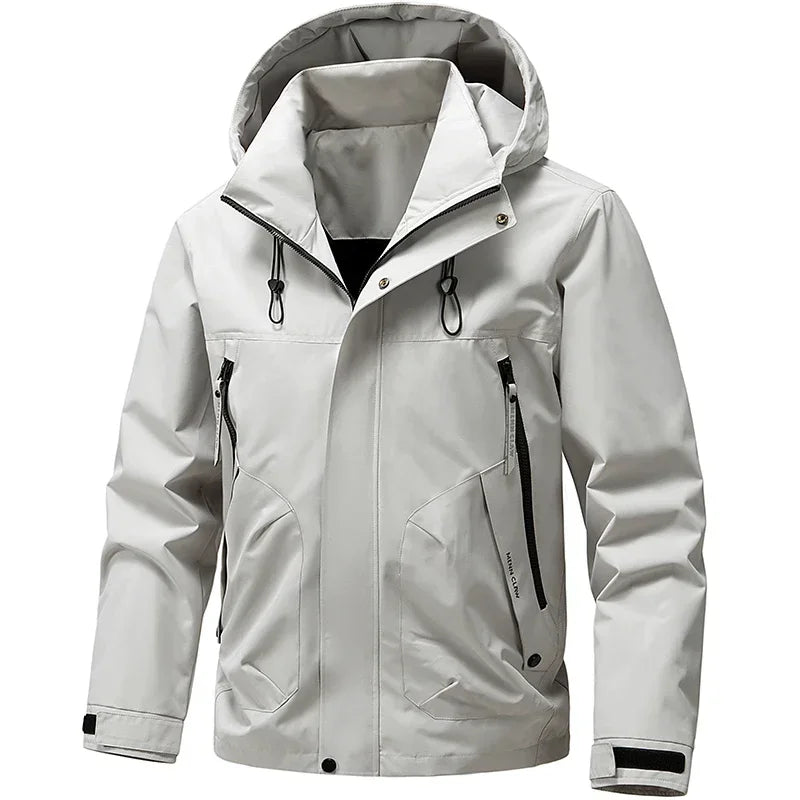 Hooded Long Sleeve Full Zip Outdoor Hiking Jacket with Pockets