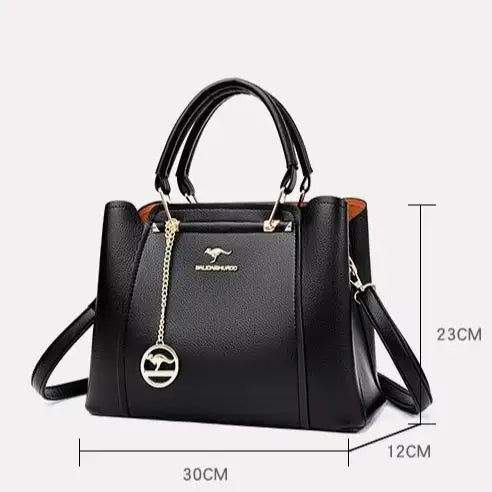 Women's Structured Shoulder Handbag with Pendant and Adjustable Crossbody Strap