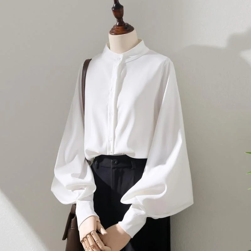 Women's Stand Collar Long Sleeve Blouse
