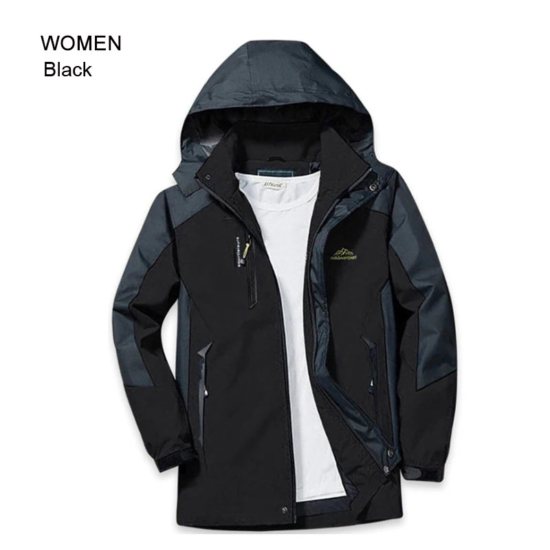 Color Block Hooded Full Zip Long Sleeve Outdoor Jacket