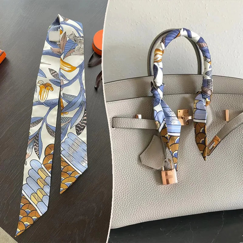 Printed Skinny Scarf for Neck and Bag Handle Styling