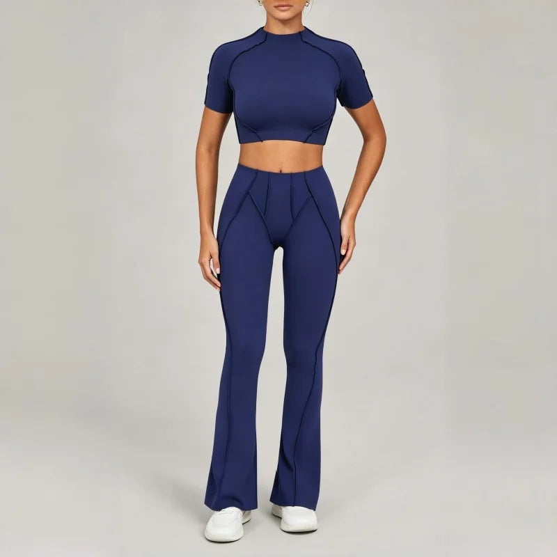 Women's Contrast Seam Bra And Leggings Yoga Set