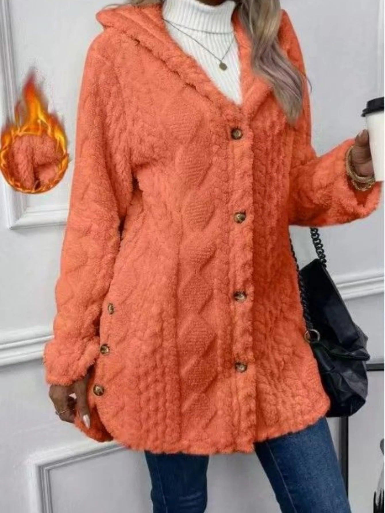 Women's Long Hooded Button Front Cardigan Casual Knit Layer