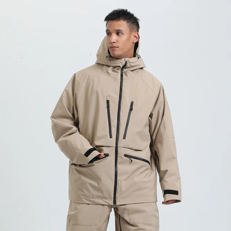 Hooded Long Sleeve Snow Sport Jacket with Front Closure