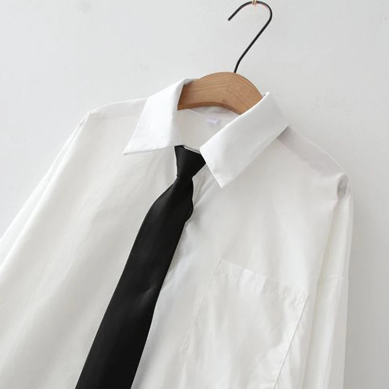 Women's Collared Long Sleeve Shirt with Tie Option
