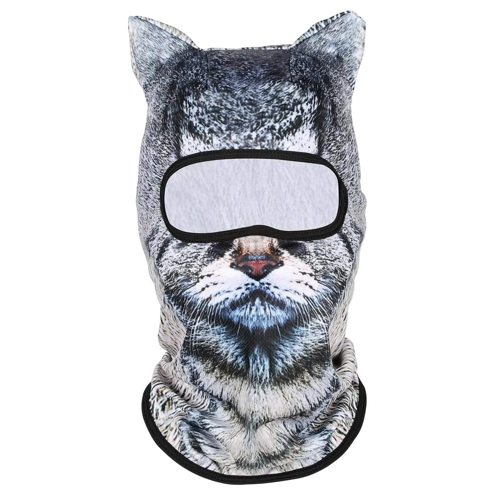 Cat Print Balaclava Hood with Decorative Ear Details