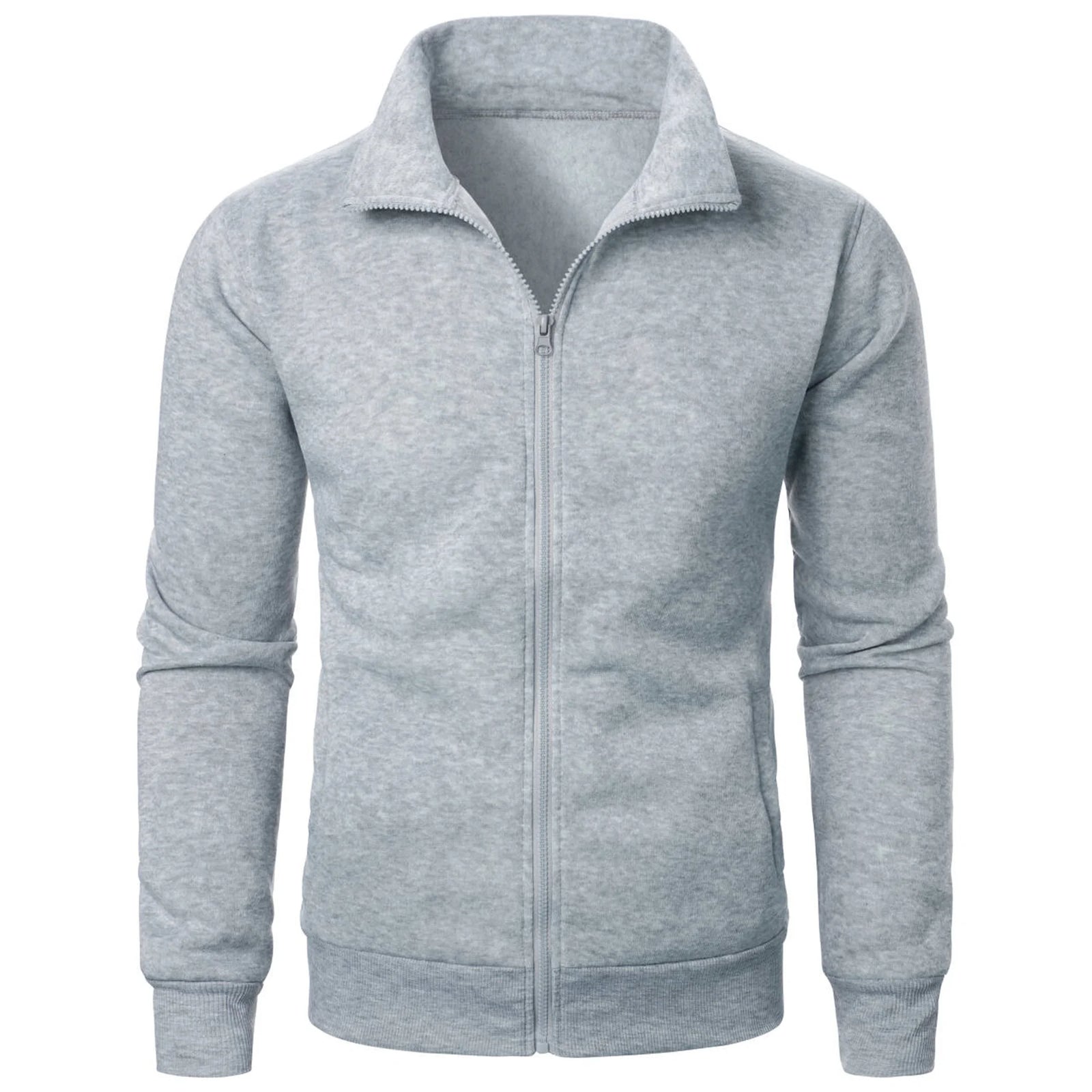 Men's Solid Stand-Collar Zip-Front Jacket