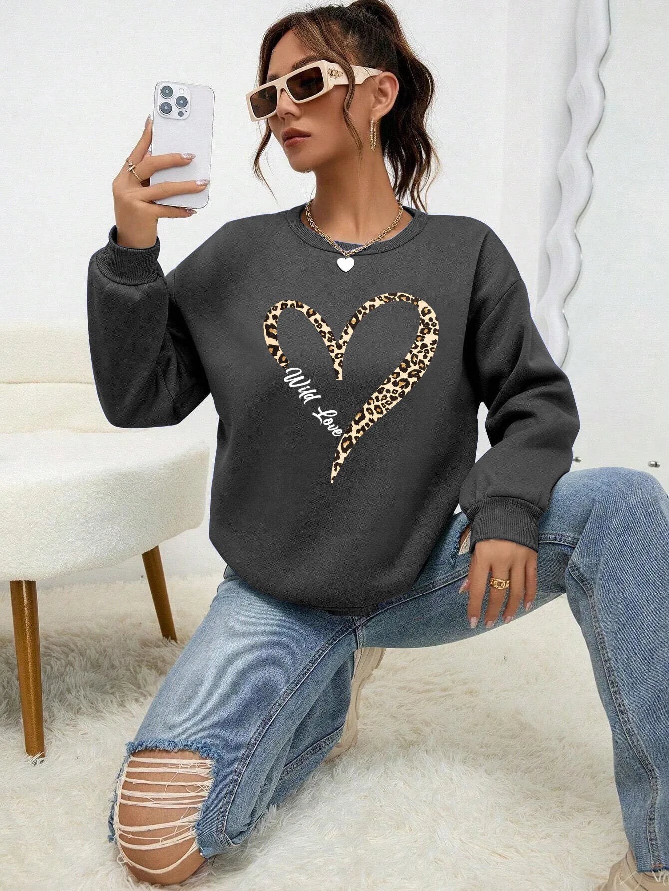 Long Sleeve Casual Pullover Sweatshirt with Original Style Options