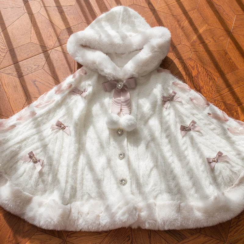 Hooded Bow Ruffle Cape for Layering over Outfits
