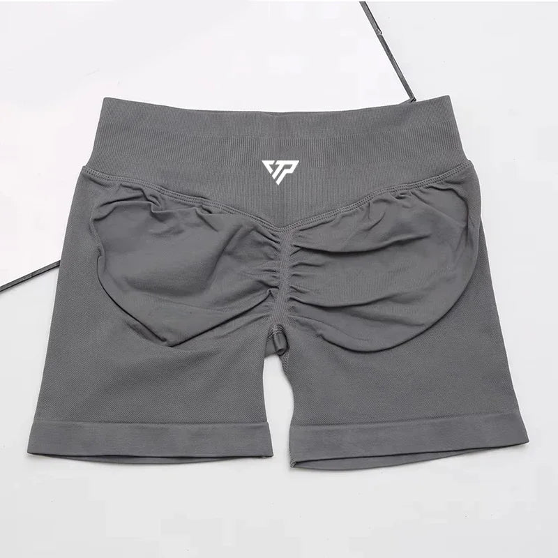 Women's Scrunch Back High Waist Fitted Shorts for Gym Workouts