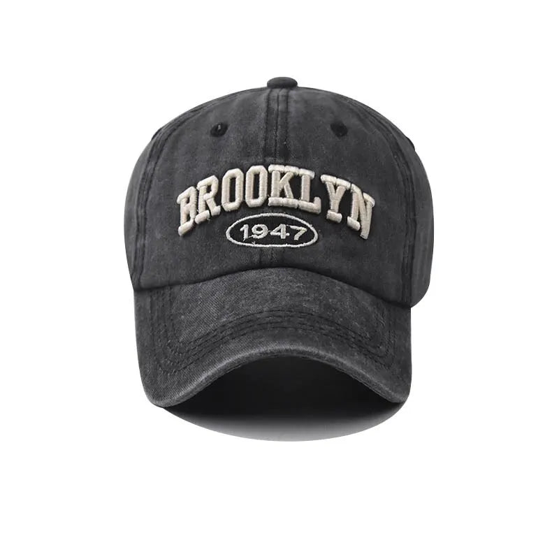 Letter Embroidered Washed Look Baseball Cap with Adjustable Back