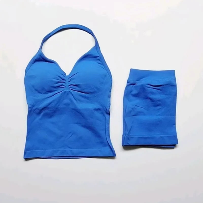 Women's Halter Tank And Shorts Yoga Set For Workout Outfits