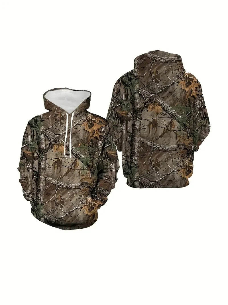 Leaf Camouflage Long-Sleeve Pullover Hoodie