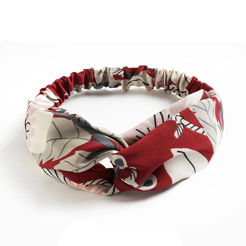 Floral Print Twist Front Elastic Headband for Everyday Hair Styling