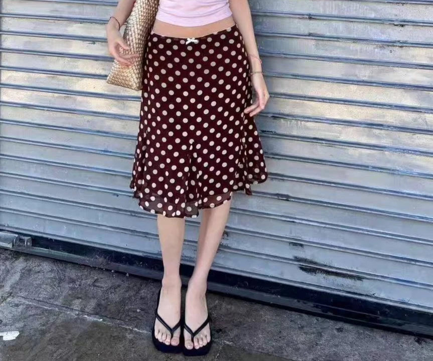 Women's Polyester High-Waist Plaid A-Line Midi Skirt for Casual Everyday Summer Outfits