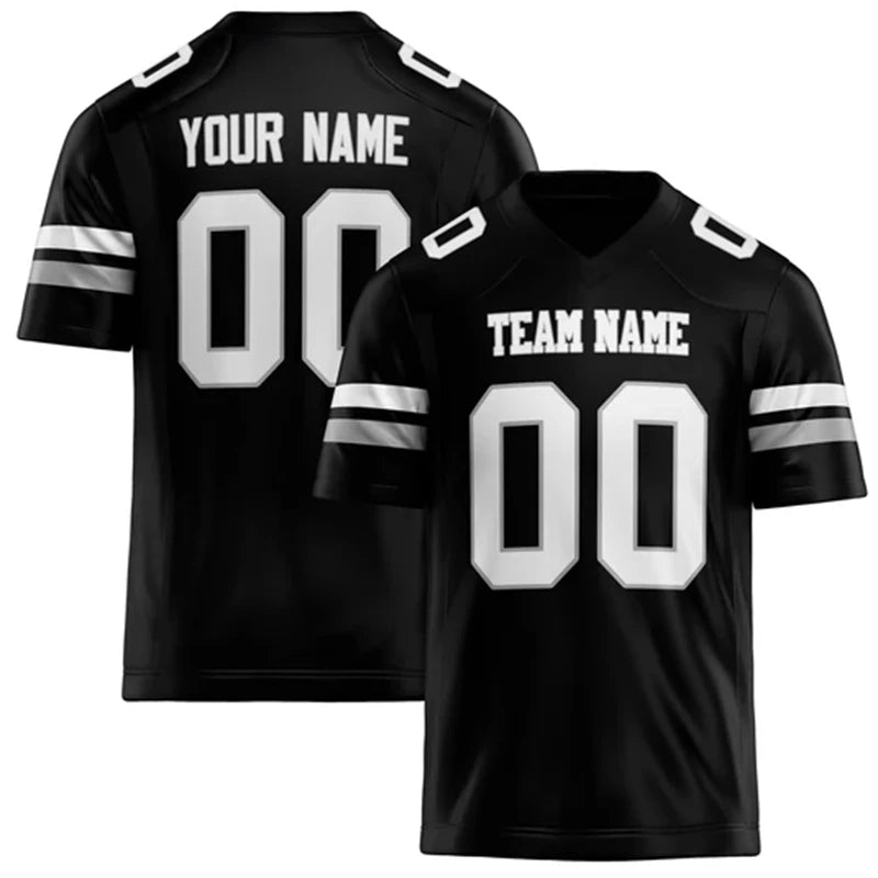 Black Number Football Short Sleeve Jersey For Sports Outfits