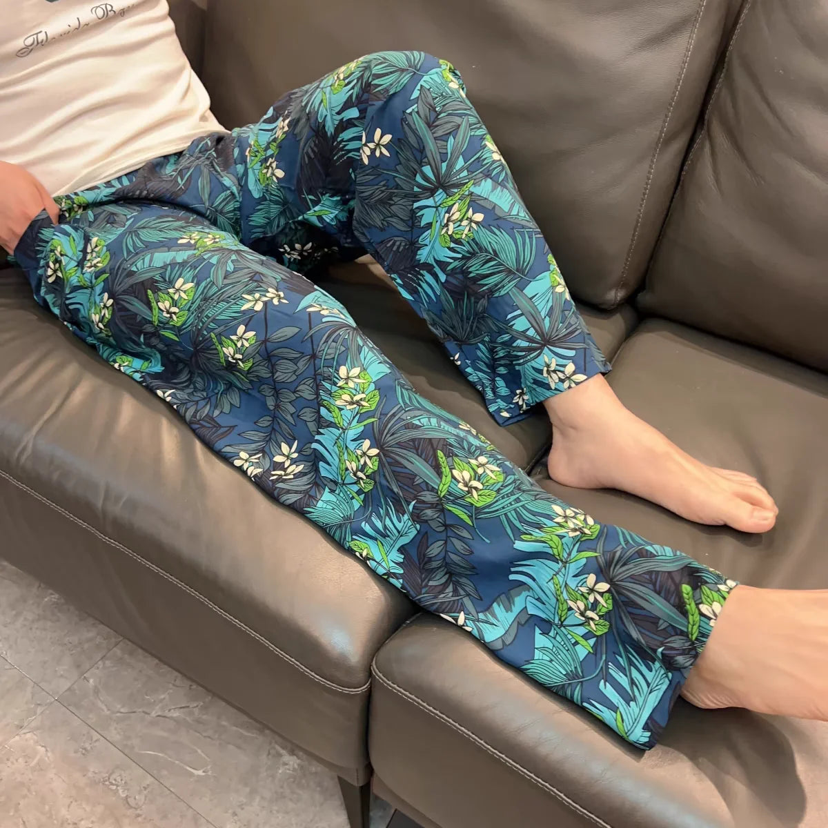Men's Patterned Elastic Waist Straight Leg Pajama Lounge Pants