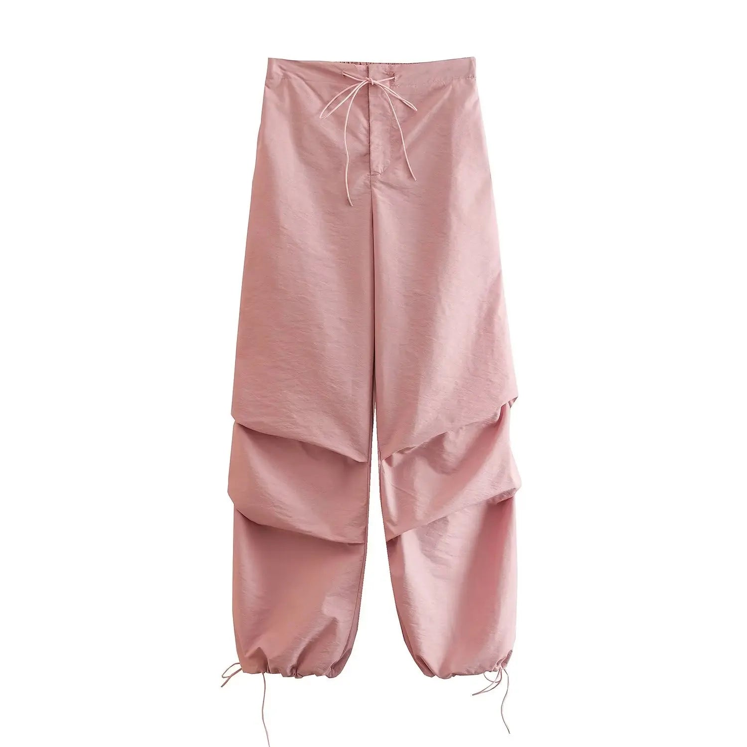 Women's Parachute Cargo Pants with Drawstring Waist and Adjustable Cuffs