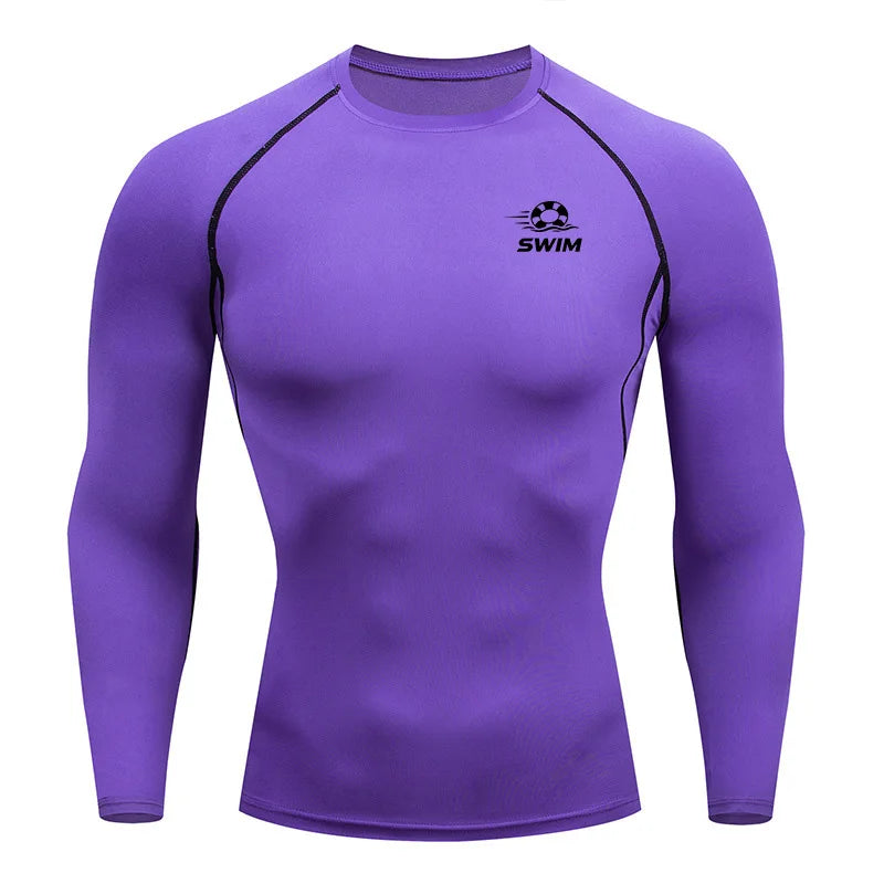 Men's Printed Long Sleeve Rash Guard for Swimming and Surfing