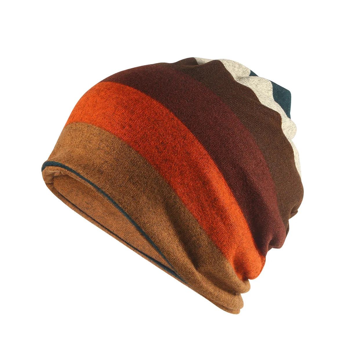 Printed Slouchy Beanie with Neck Gaiter Styling Options