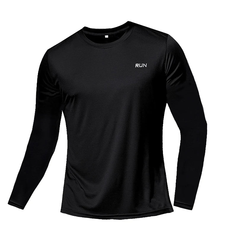 Mens Long and Short Sleeve Ice Silk Quick Dry Sports Top for Running Gym Hiking and Outdoor Training
