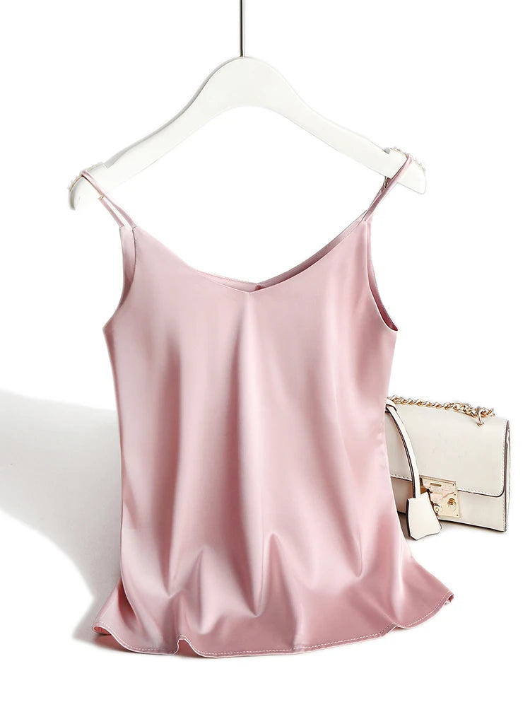 Women's V-Neck Camisole with Thin Shoulder Straps and a Relaxed Drape