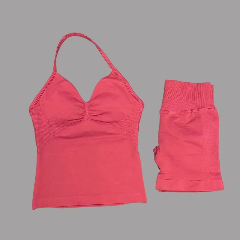 Women's Halter Tank And Shorts Yoga Set For Workout Outfits
