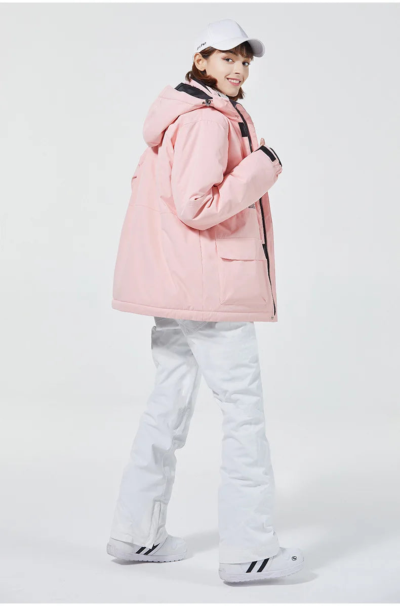Hooded Ski Jacket and Pants Clothing Set with Style Options
