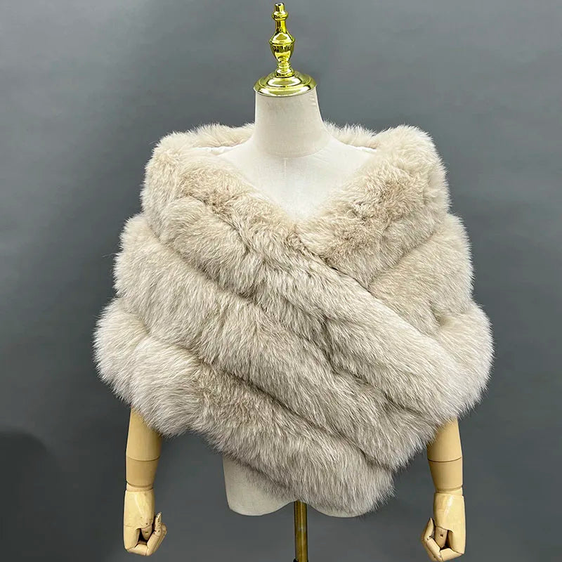 Plush Cross Front Wrap Cape for Layering over Outfits