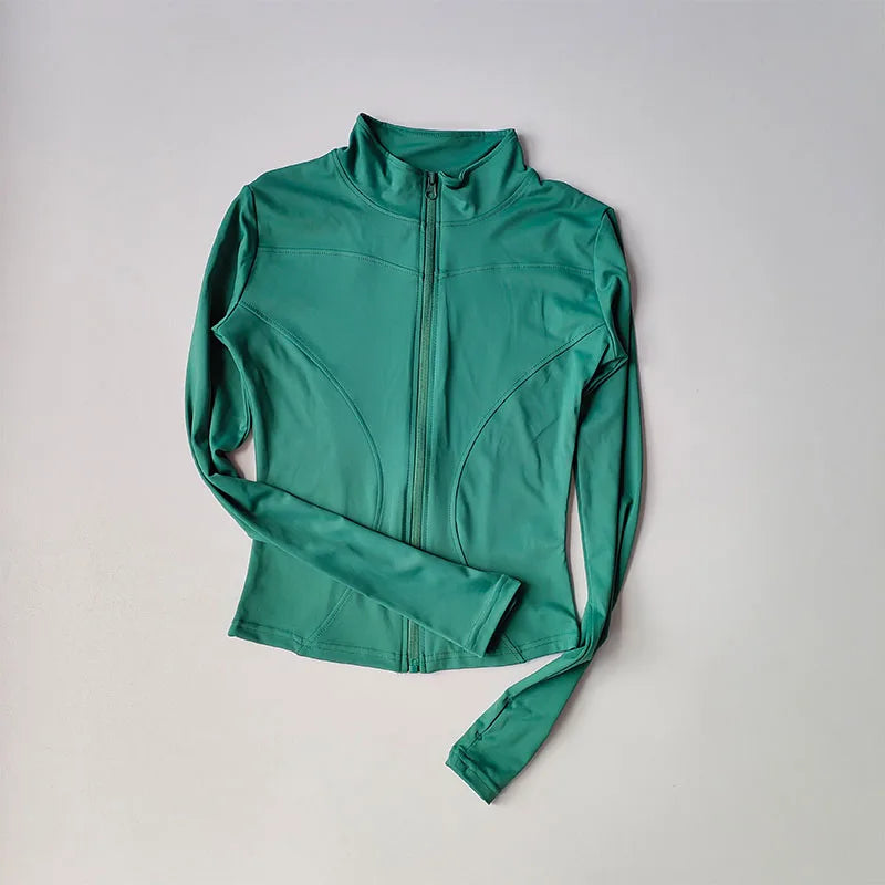 Stand Collar Long Sleeve Full Zip Yoga Training Jacket