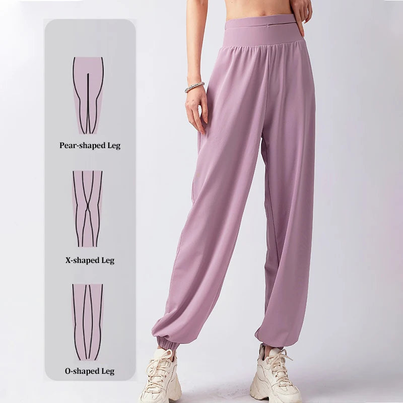 Women's Double Waist Polyester Blend Workout Pants with Cutouts and Cuffed Ankles